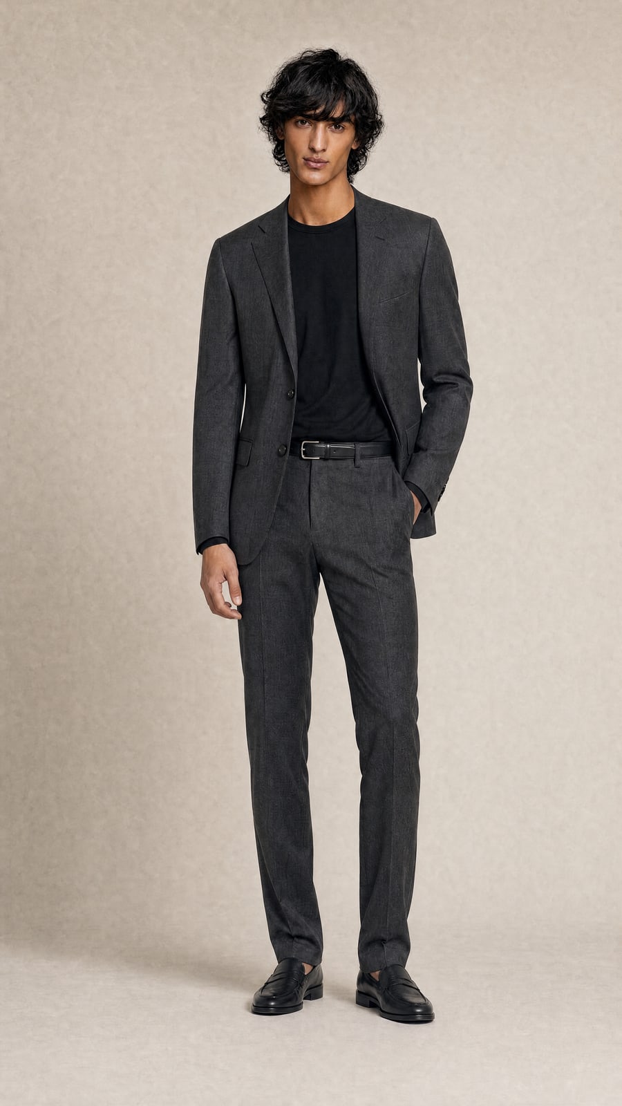 The Charcoal Suit — Biella wool flannel · single-breasted notch lapel, made to measure by Linea di Biella