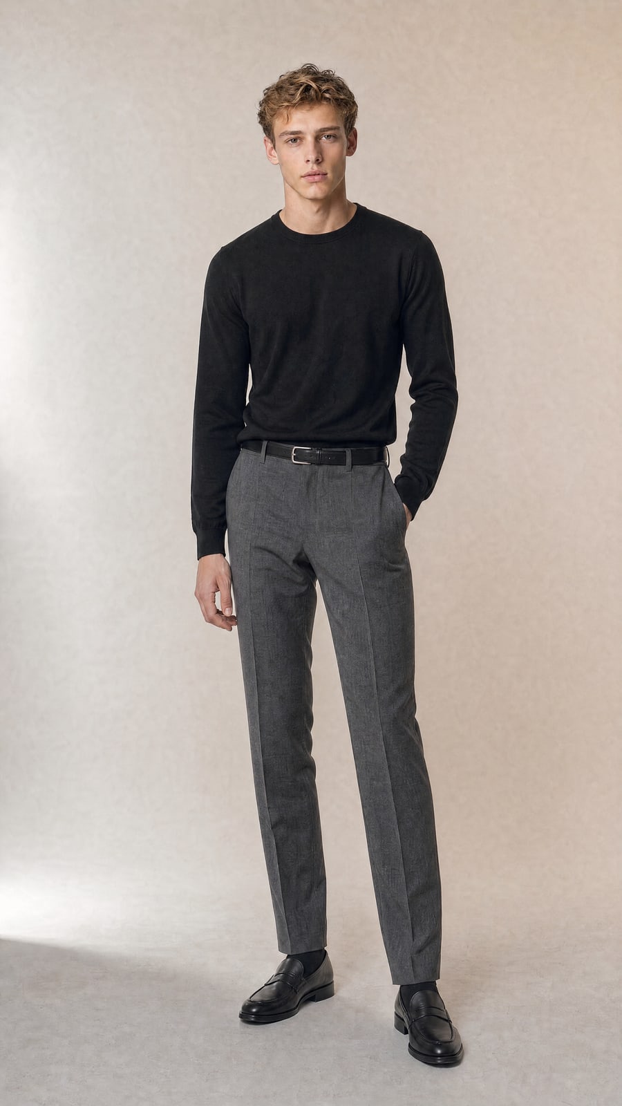 The Grey Trouser — Mid-grey melange, plain weave · straight leg, made to measure by Linea di Biella